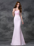 Trumpet/Mermaid Sweetheart Beading Sleeveless Long Satin Chiffon Bridesmaid Dresses Formal Evening Dress