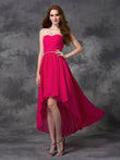 A-line/Princess Sweetheart Beading Sleeveless High Low Chiffon Bridesmaid Dresses Evening Prom Dress