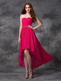 A-line/Princess Sweetheart Beading Sleeveless High Low Chiffon Bridesmaid Dresses Evening Prom Dress