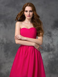 A-line/Princess Sweetheart Beading Sleeveless High Low Chiffon Bridesmaid Dresses Evening Prom Dress