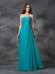 A-line/Princess Sweetheart Sleeveless Long Ruffles Chiffon Bridesmaid Dresses Evening Prom Dress