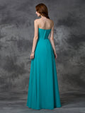 A-line/Princess Sweetheart Sleeveless Long Ruffles Chiffon Bridesmaid Dresses Evening Prom Dress