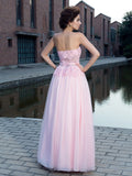 Vestido de noche de graduación con tirantes finos, corte A/princesa, apliques, sin mangas, largo de red