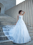 Ball Gown Spaghetti Straps Applique Sleeveless Long Satin Wedding Dresses Bridal Gowns