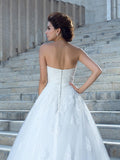 Ball Gown Spaghetti Straps Applique Sleeveless Long Satin Wedding Dresses Bridal Gowns