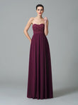 A-Line/Princess Sweetheart Ruffles Sleeveless Long Chiffon Bridesmaid Dresses Evening Prom Dress