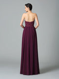 A-Line/Princess Sweetheart Ruffles Sleeveless Long Chiffon Bridesmaid Dresses Evening Prom Dress