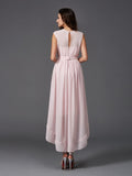 A-Line/Princess Scoop Sash/Ribbon/Belt Sleeveless High Low Chiffon Bridesmaid Dresses Prom Dress
