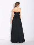 A-Line/Princess Halter Beading Sleeveless Long Chiffon Bridesmaid Dresses Evening Prom Dress