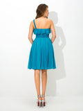 A-Linie/Princess-Linie One-Shoulder Schärpe/Band/Gürtel Ärmellos Kurz Seide wie Satin Brautjungfernkleider Homecoming Ballkleid