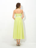 Vestido de dama de honor de gasa larga, sin mangas, con cuello halter, corte princesa, plisado, para invitada de boda
