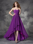 A-line/Princess Sweetheart Ruffles Sleeveless High Low Chiffon Bridesmaid Dresses Prom Dress