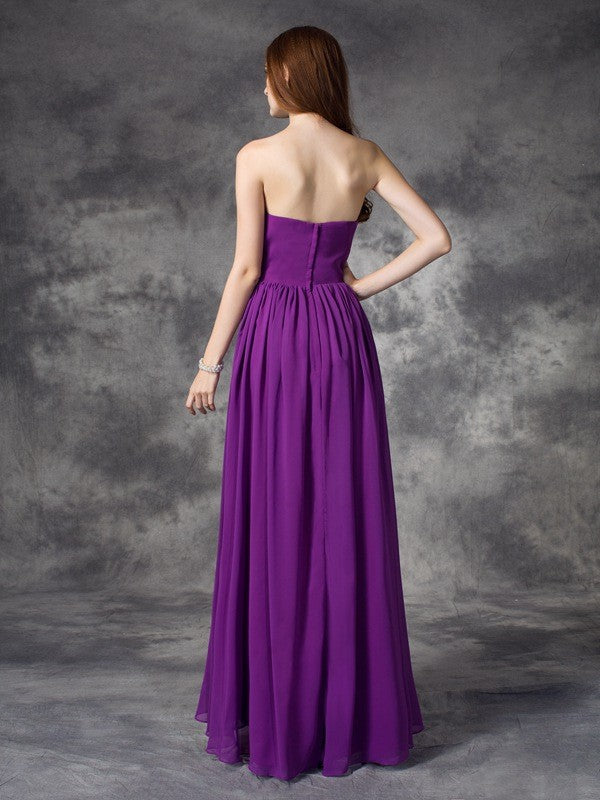 A-line/Princess Sweetheart Ruffles Sleeveless High Low Chiffon Bridesmaid Dresses Prom Dress