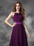A-line/Princess Halter Ruffles Sleeveless High Low Chiffon Bridesmaid Dresses Evening Prom Dress