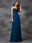 A-line/Princess Sweetheart Ruffles Sleeveless Long Chiffon Bridesmaid Dresses Evening Prom Dress
