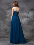 A-line/Princess Sweetheart Ruffles Sleeveless Long Chiffon Bridesmaid Dresses Evening Prom Dress