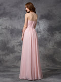 A-line/Princess Sweetheart Sleeveless Ruched Long Chiffon Bridesmaid Dresses Prom Dress
