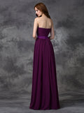A-line/Princess Sweetheart Ruched Sleeveless Long Chiffon Bridesmaid Dresses Evening Prom Dress