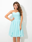 Vestido de dama de honor corto de gasa, sin mangas, con escote corazón y pliegues, corte princesa, para regreso a casa