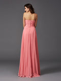 A-Line/Princess Sweetheart Ruffles Sleeveless Long Chiffon Bridesmaid Dresses Evening Prom Dress