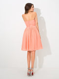 A-Line/Princess Sweetheart Pleats Sleeveless Short Chiffon Bridesmaid Dresses Wedding Guest Dress