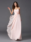 A-Line/Princess Sweetheart Hand-Made Flower Sleeveless Long Chiffon Bridesmaid Dresses Prom Dress