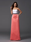 A-Linie/Princess-Linie Trägerlos Ärmellos Lang Satin Brautjungfernkleider Abendkleid
