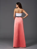 A-Linie/Princess-Linie Trägerlos Ärmellos Lang Satin Brautjungfernkleider Abendkleid