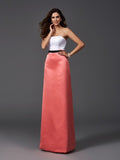 A-Linie/Princess-Linie Trägerlos Ärmellos Lang Satin Brautjungfernkleider Abendkleid
