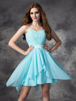 A-Linie/Princess-Linie Herzausschnitt Rüschen Ärmellos Kurz Chiffon Brautjungfernkleider Homecoming Ballkleid