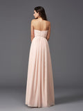 A-Line/Princess Sweetheart Pleats Sleeveless Long Chiffon Bridesmaid dresses Evening Prom Dress