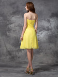 A-Linie/Princess-Linie Herzausschnitt Rüschen Ärmellos Kurz Chiffon Brautjungfernkleider Homecoming Ballkleid
