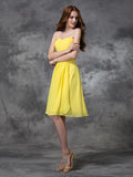 A-Linie/Princess-Linie Herzausschnitt Rüschen Ärmellos Kurz Chiffon Brautjungfernkleider Homecoming Ballkleid