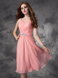 A-Linie/Princess-Linie Träger Strass Ärmellos Kurz Chiffon Brautjungfernkleider Homecoming Ballkleid
