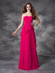 A-line/Princess Sweetheart Layers Sleeveless Long Chiffon Bridesmaid Dresses Formal Evening Dress