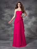 A-line/Princess Sweetheart Layers Sleeveless Long Chiffon Bridesmaid Dresses Formal Evening Dress