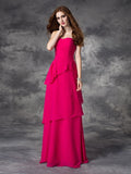 A-line/Princess Sweetheart Layers Sleeveless Long Chiffon Bridesmaid Dresses Formal Evening Dress