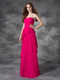 A-line/Princess Sweetheart Layers Sleeveless Long Chiffon Bridesmaid Dresses Formal Evening Dress