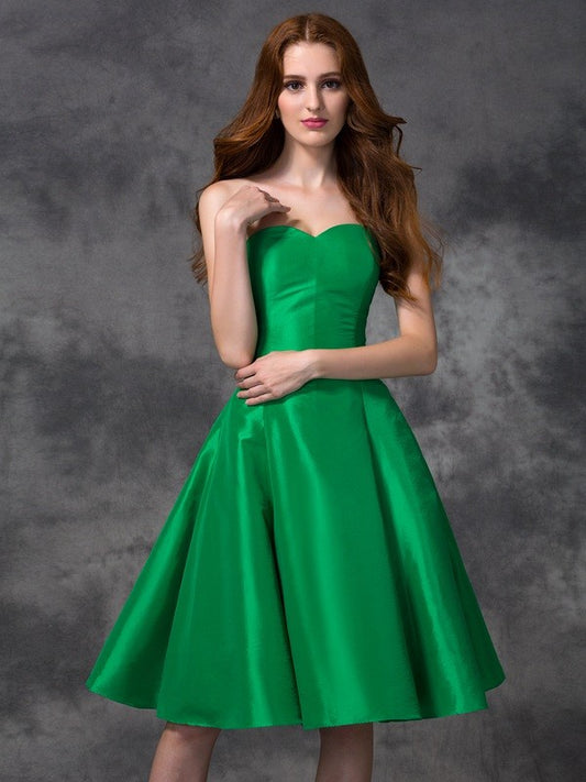 A-Linie/Princess-Linie Herzausschnitt Ärmellos Kurz Taft Brautjungfernkleider Homecoming-Kleid