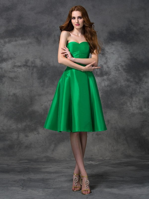 A-Linie/Princess-Linie Herzausschnitt Ärmellos Kurz Taft Brautjungfernkleider Homecoming-Kleid