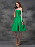 A-Linie/Princess-Linie Herzausschnitt Ärmellos Kurz Taft Brautjungfernkleider Homecoming-Kleid