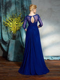Vestidos largos de gasa para madre de la novia, corte A/princesa, escote en V, lentejuelas, mangas 3/4