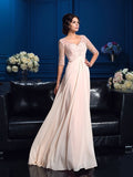 A-Line/Princess V-neck Beading 1/2 Sleeves Long Chiffon Mother of the Bride Dresses