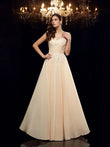 A-Line/Princess Straps Applique Sleeveless Long Chiffon Mother of the Bride Dresses