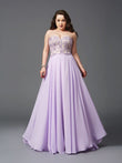 Vestido de noche de graduación con corte A/princesa, escote corazón, encaje, sin mangas, largo de gasa, talla grande