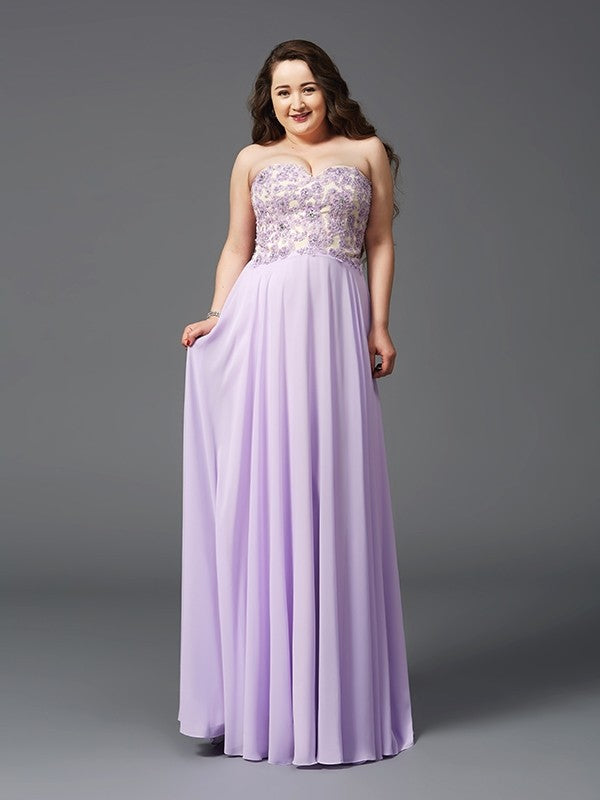 Vestido de noche de graduación con corte A/princesa, escote corazón, encaje, sin mangas, largo de gasa, talla grande