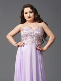 Vestido de noche de graduación con corte A/princesa, escote corazón, encaje, sin mangas, largo de gasa, talla grande