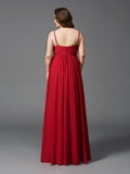 Vestido de noche de fiesta de talla grande de gasa larga sin mangas con tirantes finos y cuentas de corte A/princesa