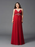 Vestido de noche de fiesta de talla grande de gasa larga sin mangas con tirantes finos y cuentas de corte A/princesa