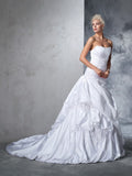 Ball Gown Strapless Applique Sleeveless Long Satin Wedding Dresses Bridal Gowns